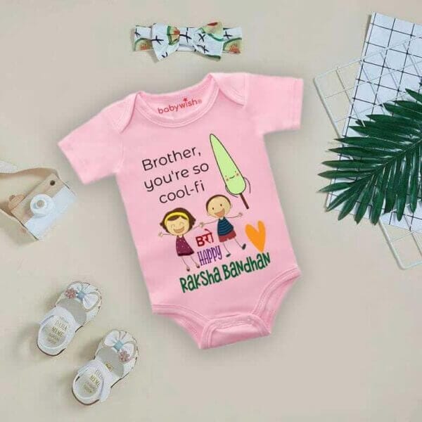 Rakshabandhan Romper for Baby 0-3 Months - White Brother Sister Matching Dress | Rakhi Gift Outfit for Siblings | Traditional Rakhi Dress for Baby – Babywish - Image 4