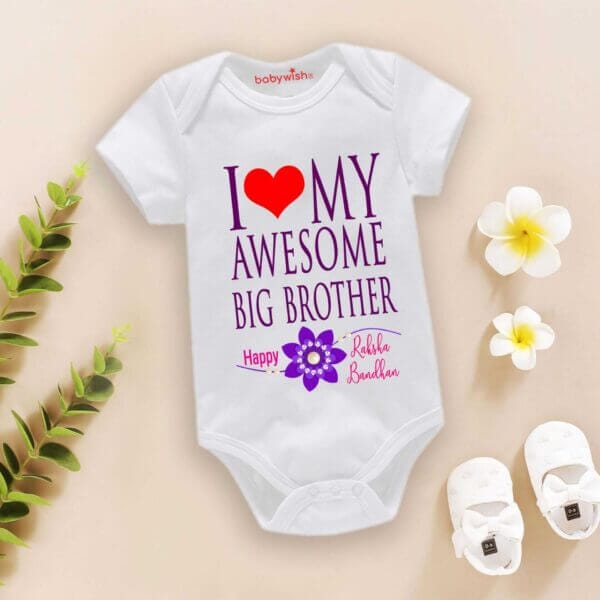 Rakshabandhan Romper for Baby – Brother Sister Matching White Outfit for 0-3 Months, Rakhi Gift Idea for Sibling Bonding Celebration | Babywish