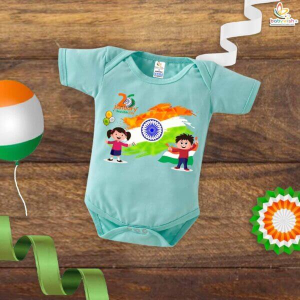 My First Republic Day Romper | 26th January Republic Day Boy & Girl Print Baby Bodysuit | Patriotic Outfit for Boys & Girls – Babywish - Image 4