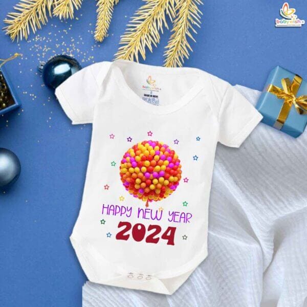 Babywish New Year Romper Clothes My First New Year Bodysuits Balloon Circle New Year - Image 5