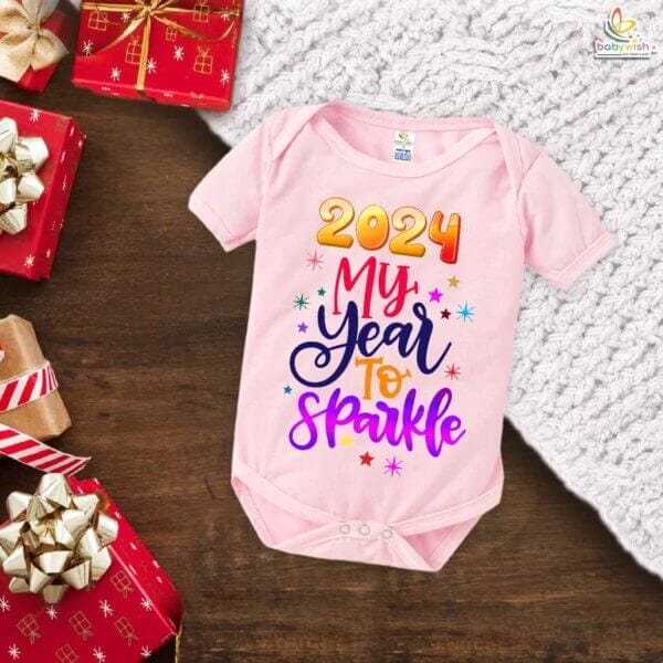 Babywish New Year Romper Clothes My First New Year Bodysuits 2024 My Year To Sparkle - Image 4