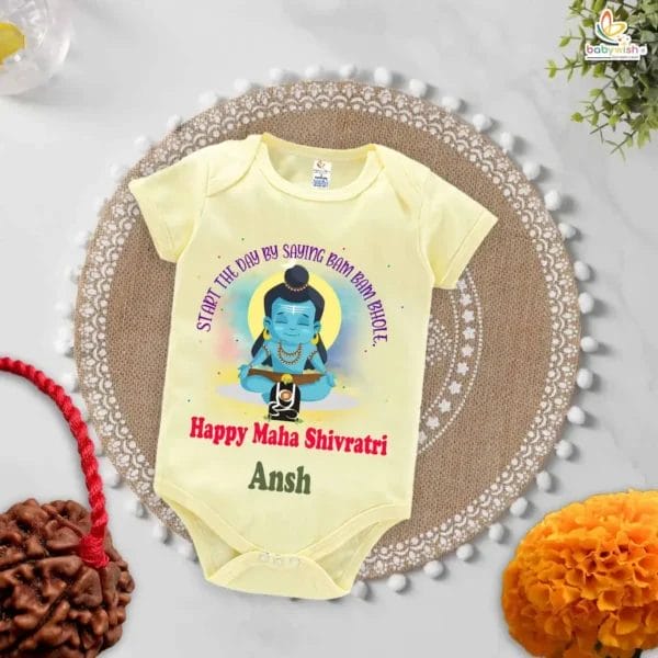 Babywish Start The Day By Saying Bam Bam Bhole Baby Bodysuit