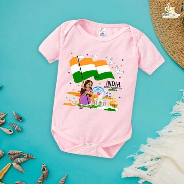 Babywish Independence Day T-Shirt for Boys and Girls 15th August Romper HAPPY INDEPENDENCE DAY - Image 3