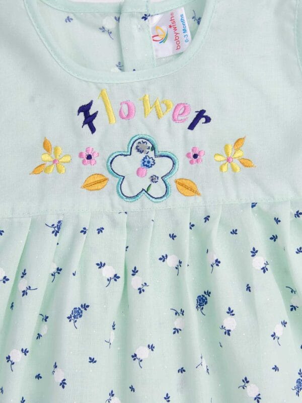 Baby Girl Cotton Frock Newborn Girl Knee Length Sleeveless Dress White Lotus Theme Printed - Image 10