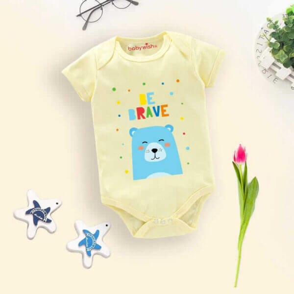 Baby First Birthday Celebrations Romper Clothes Baby Newborn Bodysuits Outfit Envelop Neck Half Sleeve Unisex Onesies "Be Brave Everyone" - Image 4