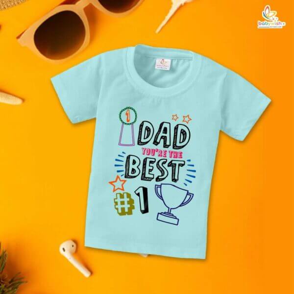 Father's Day Special T-Shirt for Boy’s and Girl’s Half Sleeve Topwear for Unisex Kids | Dad You're The Best #1 | - Image 3
