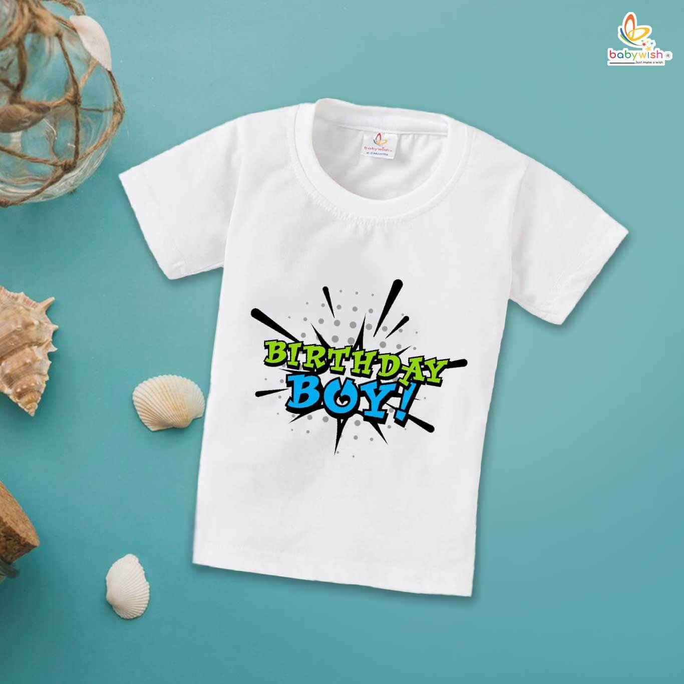 Birthday Boy T-Shirt with Sweets – My First Birthday Shirt for Baby Boys | Cute 1st Birthday Party Outfit with Candy & Cake Theme by Babywish