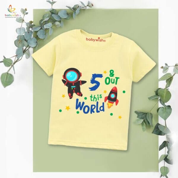 Five Year Birthday Unisex T-Shirt Half Sleeve Round Neck Topwear tee for kids - Image 4