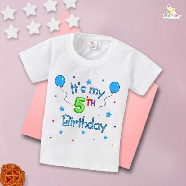Five Year Birthday Unisex T-Shirt Half Sleeve Round Neck Topwear tee for kids - Image 2
