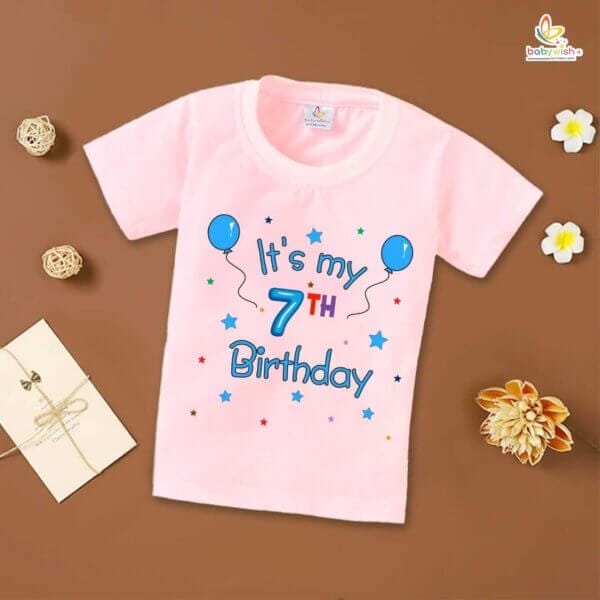 Seven Year Birthday Unisex T-Shirt Half Sleeve Round Neck Topwear tee for kids - Image 3