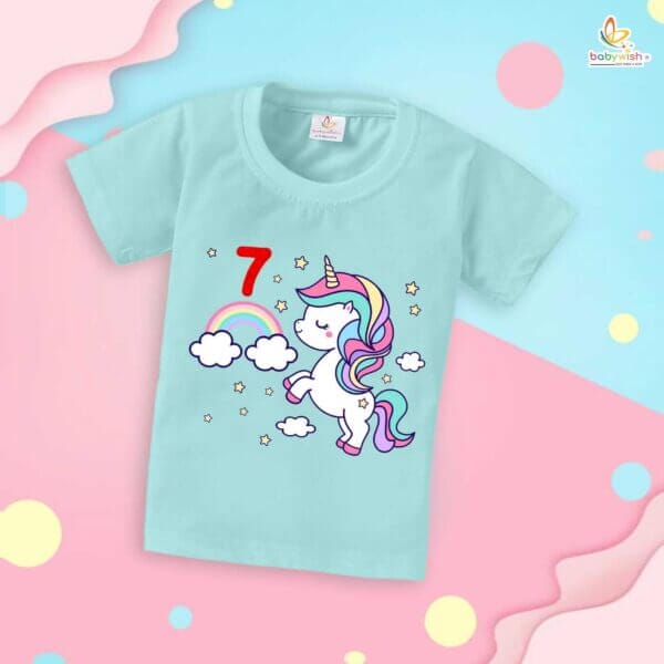 Seven Year Birthday Unisex T-Shirt Half Sleeve Round Neck Topwear tee for kids - Image 2