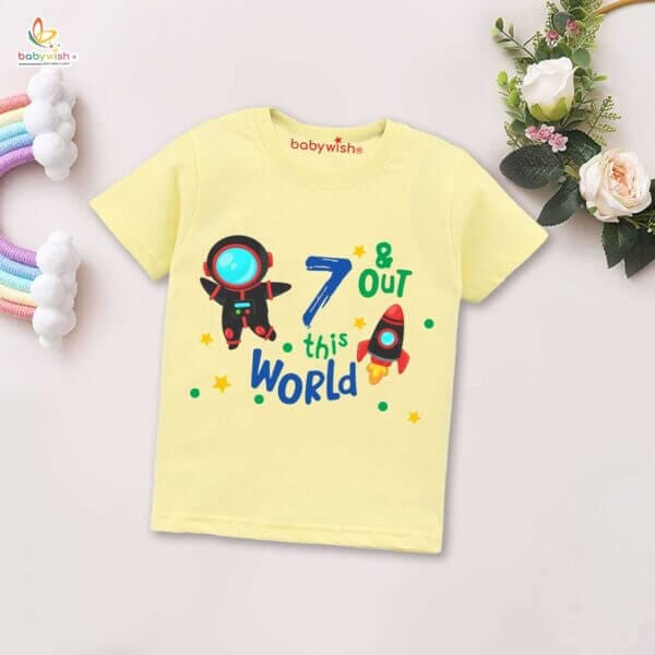 Seven Year Birthday Unisex T-Shirt Half Sleeve Round Neck Topwear tee for kids - Image 4