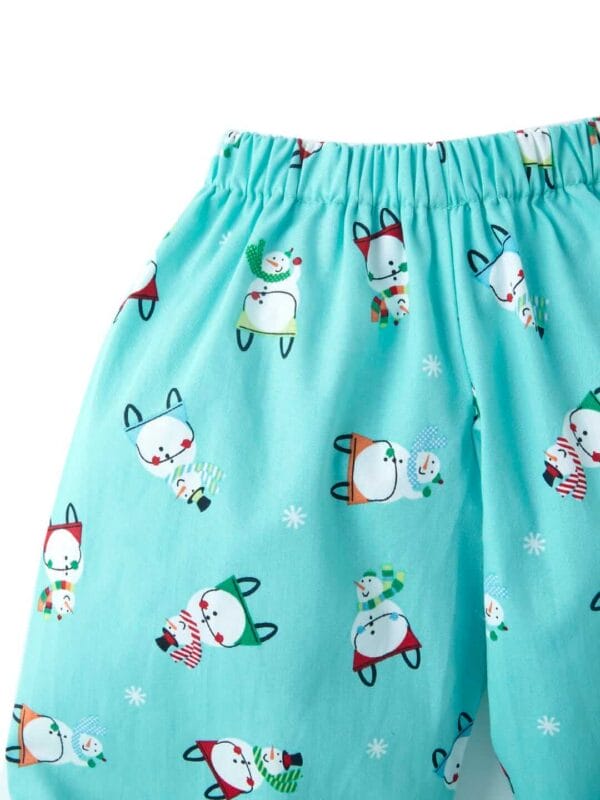 Kids Sleepsuit for Baby Boy’s and Girl’s Topwear and Pajamas Set Long Sleeve Sleepwear Baby Clothing Sets - Blue Snowman Theme - Image 5