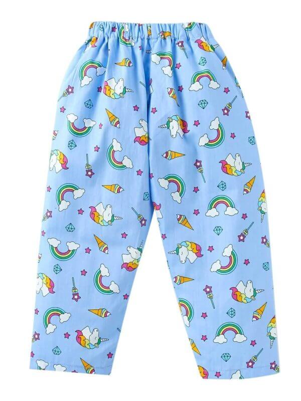 Kids Sleepsuit for Baby Boy’s and Girl’s Topwear and Pajamas Set Long Sleeve Sleepwear Baby Clothing Sets - Blue Unicorn Rainbow - Image 5