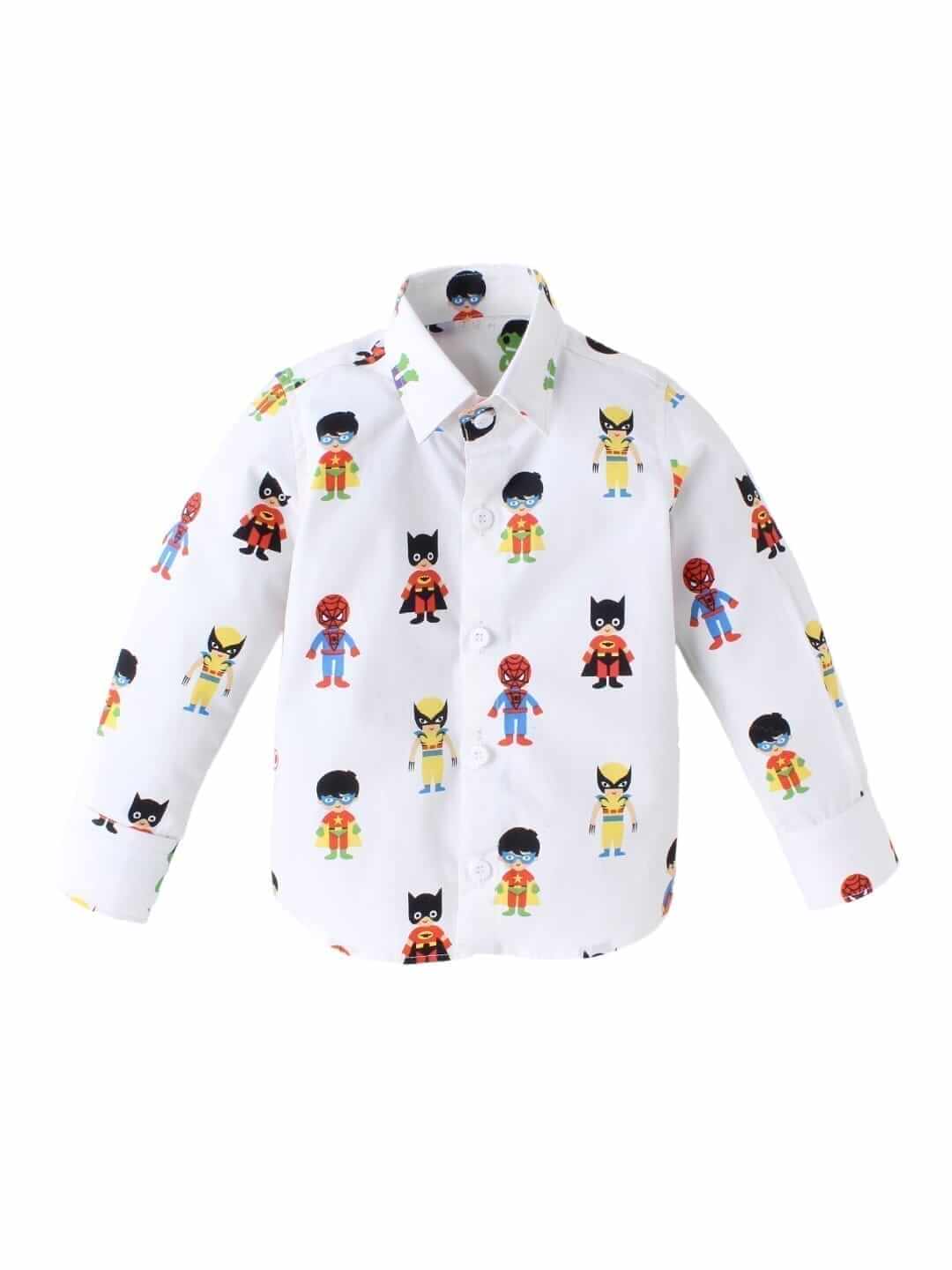 Kids Full Sleeve Shirt for Boys & Girls | Superhero Printed Theme Toddler Shirt | Summer & Winter Top Wear | Soft, Comfortable, Durable Shirt for Everyday Kids Clothes