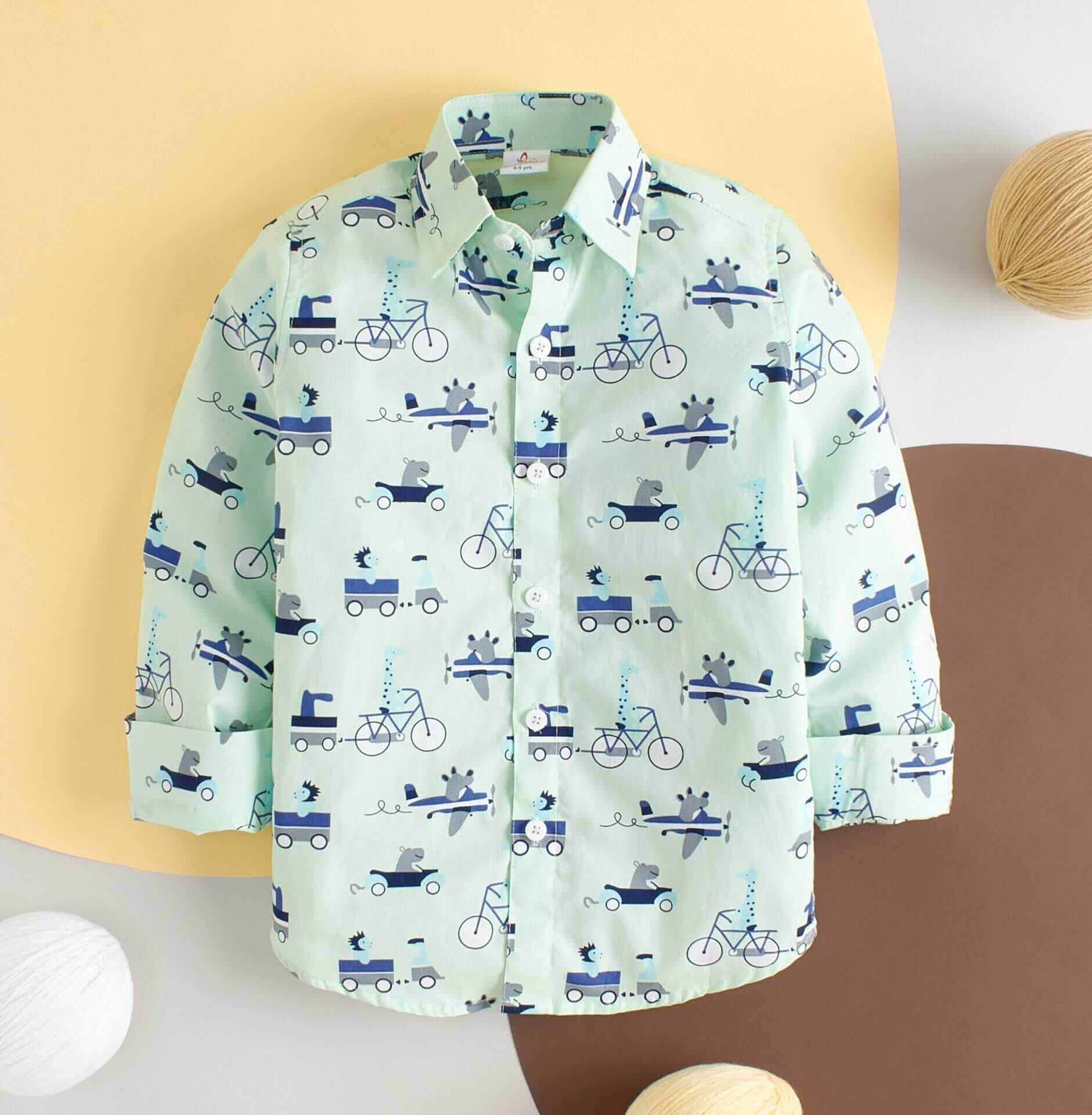 Kids Full Sleeve Shirt for Boys & Girls | Vehicles Printed Theme Toddler Shirt | Summer & Winter Top Wear | Soft, Comfortable, Durable Kids Clothes for Everyday Wear