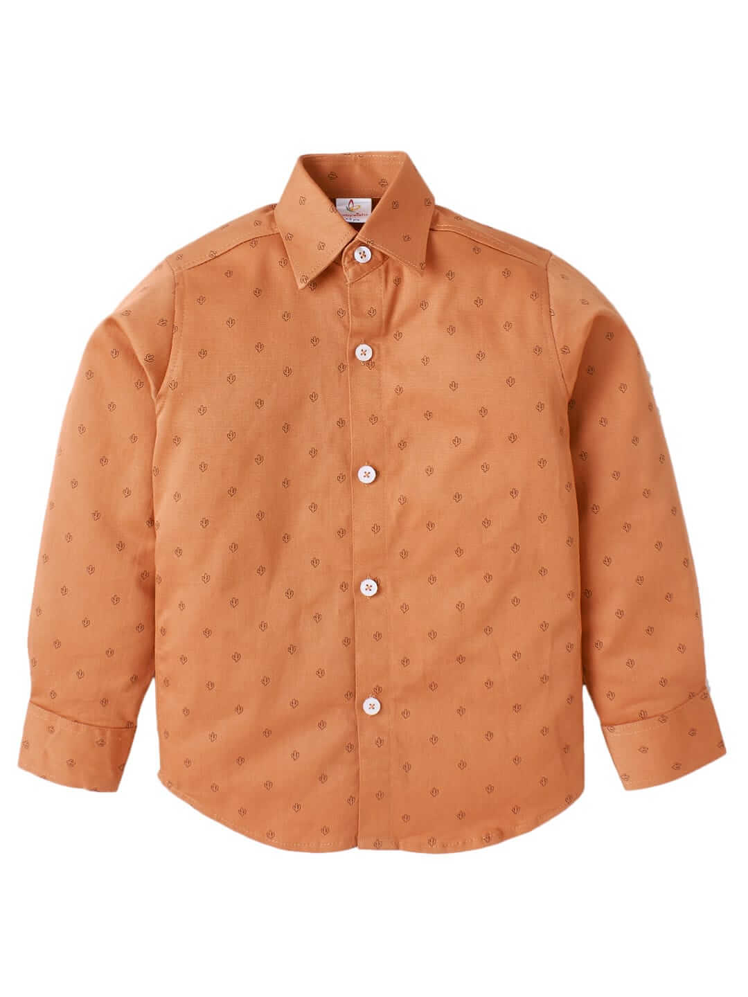Toddler Boys Full Sleeve Shirt – Peach Trident Print Casual Shirt for Kids and Baby Boys – Stylish and Comfortable Everyday Outfit – Babywish