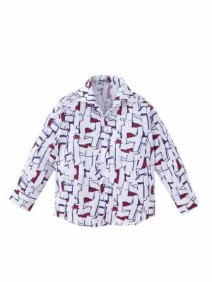 Toddler Boys Full Sleeve Shirt – White Printed Casual Shirt for Kids and Baby Boys – Stylish and Comfortable Outfit for Daily Wear – Babywish