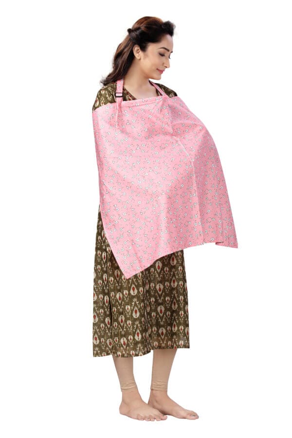 Nursing covers for Mother Breathable feeding cover for Breastfeeding 360° Coverage Protection Cover - Pink Polka Floral - Image 3