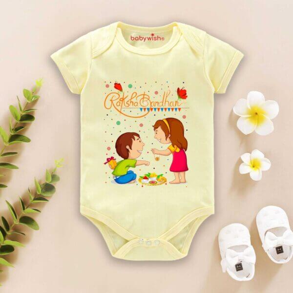 Babywish Rakshabandhan Romper Brother Sister Matching dress Rakshabandhan gift for Rakhi - Image 2