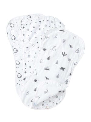 Organic Burp Cloths for Baby Boys and Girl Triple Layer Multipurpose Muslin Burp Gift set - BW Set of 3