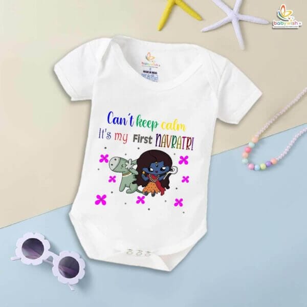 Babywish Baby Navratri Romper Bodysuit My First Dussehra First Navartri can't keep Calm - Image 5