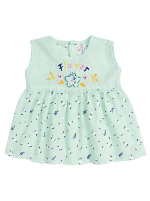 Baby Girl Cotton Frock Newborn Girl Knee Length Sleeveless Dress White Lotus Theme Printed - Image 8