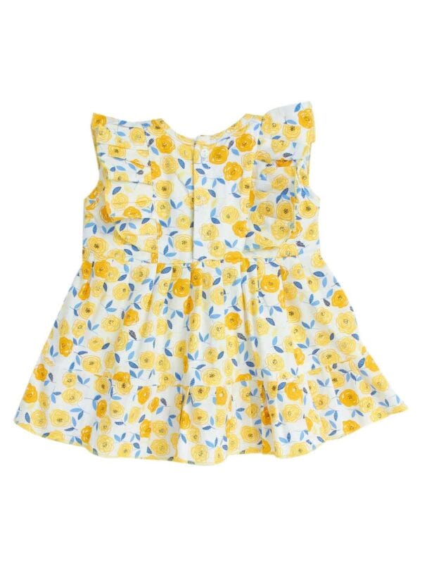 Babywish Baby Girl Cotton Frock Newborn Girl Knee Length Sleeveless Dress Sunflower Theme Printed - Image 4