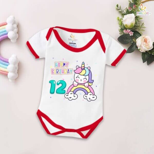 Twelve month unisex baby romper half sleeve round neck onesie - Image 5