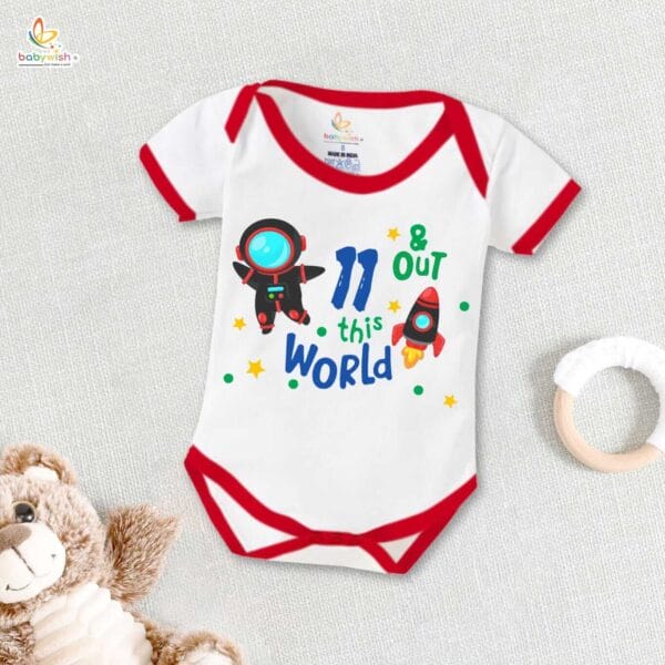 Eleven month unisex baby romper half sleeve round neck onesie - Image 5