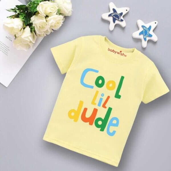 Printable Family T-shirt for Kids Clothes Unisex Newborn Topwear Outfit Cotton Tshirt Half Sleeve Round Neck Dress for Boy n Girl "Cool Lil Dude"