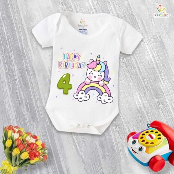 Four month unisex baby romper half sleeve round neck onesie - Image 2