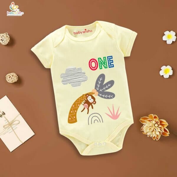 One month unisex baby romper half sleeve round neck onesie - Image 4