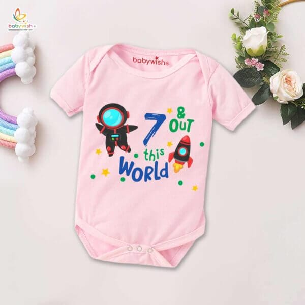 Seven month unisex baby romper half sleeve round neck onesie - Image 3