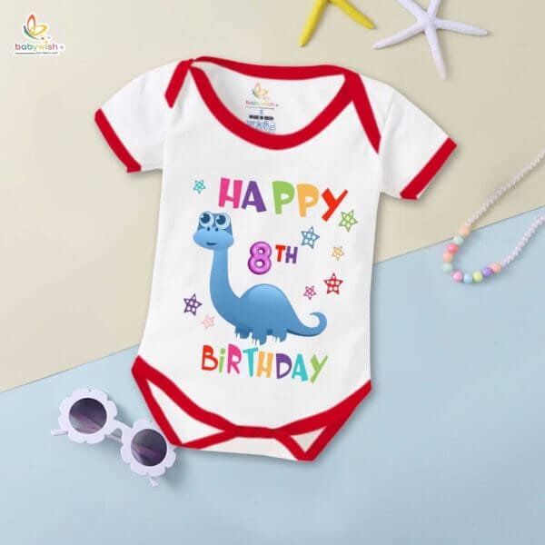 Eight month unisex baby romper half sleeve round neck onesie - Image 5