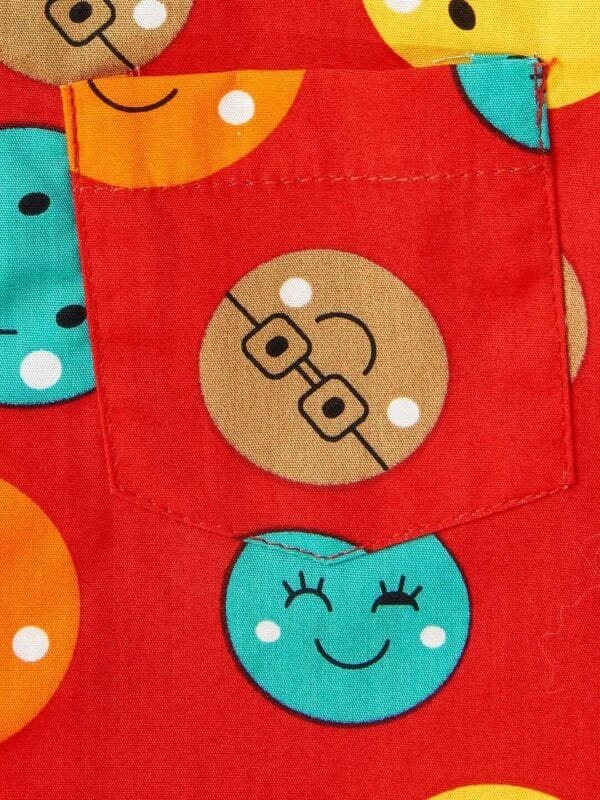 Kids Sleepsuit for Baby Boy’s and Girl’s Topwear and Pajamas Set Long Sleeve Sleepwear Baby Clothing Sets - Red Color Smiley - Image 4