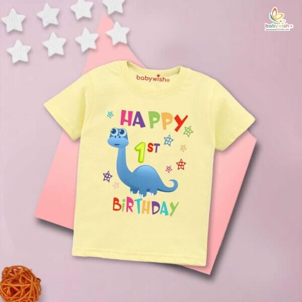 One Year Birthday Unisex T-Shirt Half Sleeve Round Neck Topwear tee for kids - Image 4