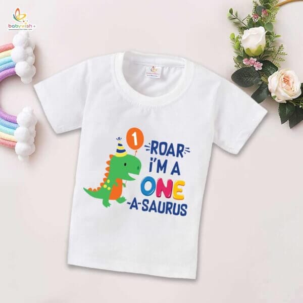 One Year Birthday Unisex T-Shirt Half Sleeve Round Neck Topwear tee for kids - Image 4
