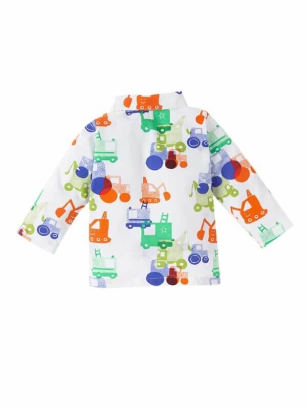 Kids Sleepsuit for Baby Boy’s and Girl’s Topwear and Pajamas Set Long Sleeve Sleepwear Baby Clothing Sets - White Construction Print - Image 3