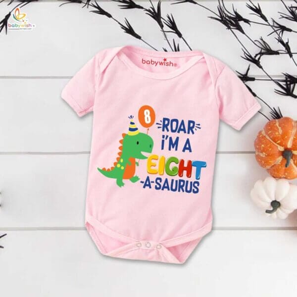 Eight month unisex baby romper half sleeve round neck onesie - Image 4