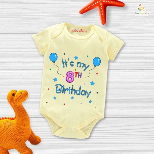 Eight month unisex baby romper half sleeve round neck onesie - Image 4
