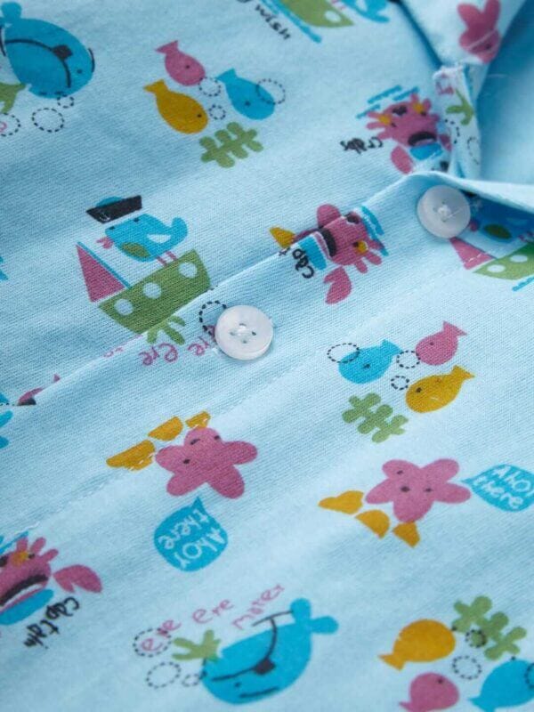 Kids Sleepsuit for Baby Boy’s and Girl’s Topwear and Pajamas Set Long Sleeve Sleepwear Baby Clothing Sets - Marine Print - Image 6