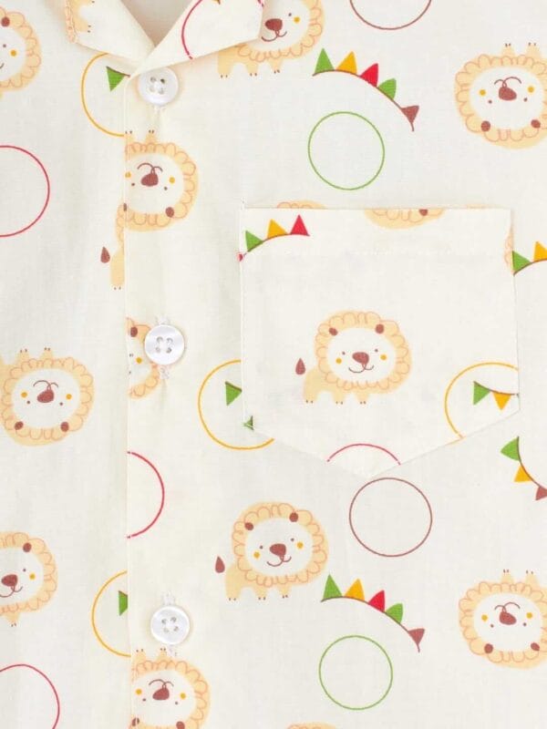 Kids Sleepsuit for Baby Boy’s and Girl’s Topwear and Pajamas Set Long Sleeve Sleepwear Baby Clothing Sets - Yellow Lion Print - Image 4