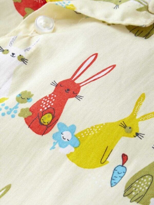 Kids Sleepsuit for Baby Boy’s and Girl’s Topwear and Pajamas Set Long Sleeve Sleepwear Baby Clothing Sets - Yellow Rabbit Print - Image 5