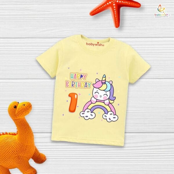 One Year Birthday Unisex T-Shirt Half Sleeve Round Neck Topwear tee for kids - Image 4