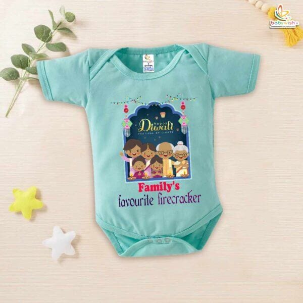 Babywish Baby Diwali Romper Bodysuit My First Diwali Family Favorite Firecracker - Image 4