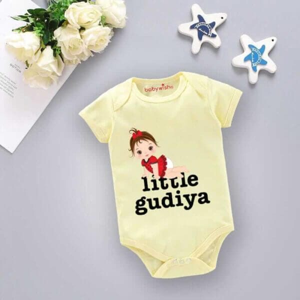 Baby First Birthday Celebrations Romper Clothes Baby Newborn Bodysuits Outfit Envelop Neck Half Sleeve Unisex Onesies "Little Gudiya" - Image 4
