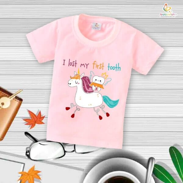 I Lost My First Tooth Baby T-Shirt – My First Tooth Milestone T-Shirt for Newborn & Infant | Cute First Tooth Outfit – Babywish - Image 3