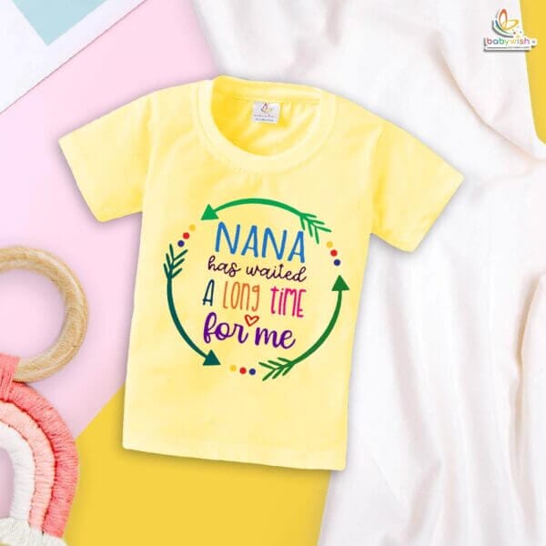 Nana Has Waited a Long Time for Me – Emotional Naanu & Naani Baby T-shirt | Newborn Announcement Outfit for Grandfather | Babywish - Image 4