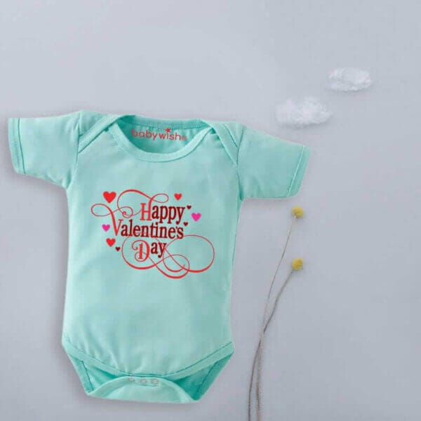Baby First Valentine Day Romper Clothes Baby valentine Bodysuits Newborn Outfit Envelop Neck Half Sleeve Unisex Onesies"Happy Valentine Day" - Image 4